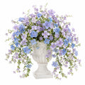 Arrangement floral en soie violet et bleu avec pot décoratif