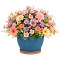 Arrangement de Fleurs Artificielles en Pot Bleu Multicolore 25 cm