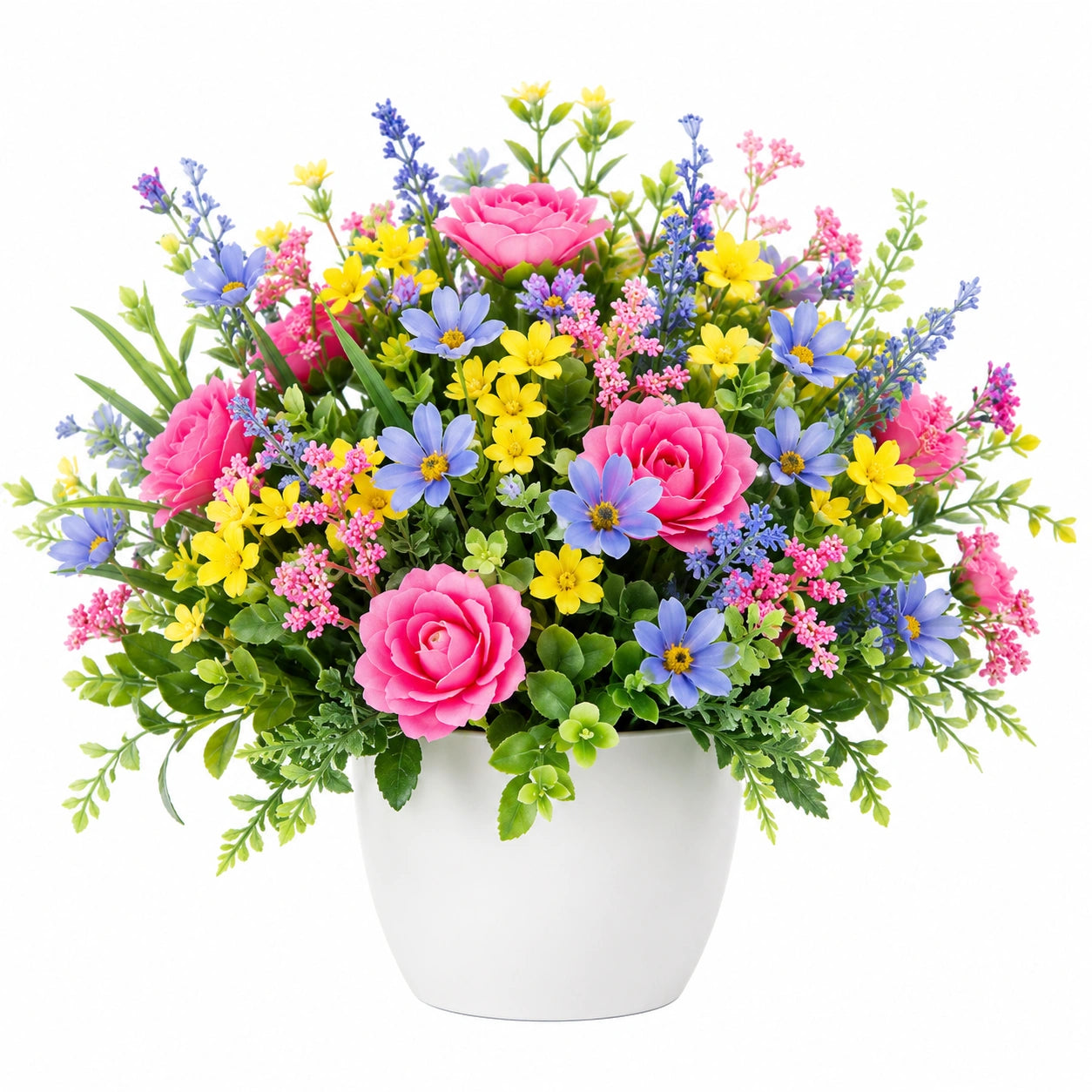Bouquet Artificiel Multicolore avec Pot Déco
