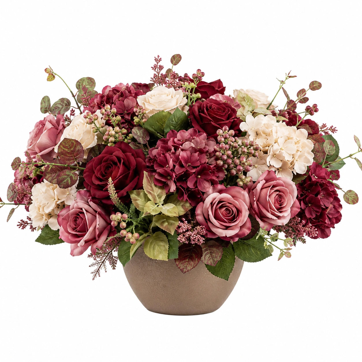 Bouquet de Fleurs Artificielles Rouge et Crème Élégant