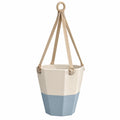 Pot de fleurs suspendu bicolore beige et bleu