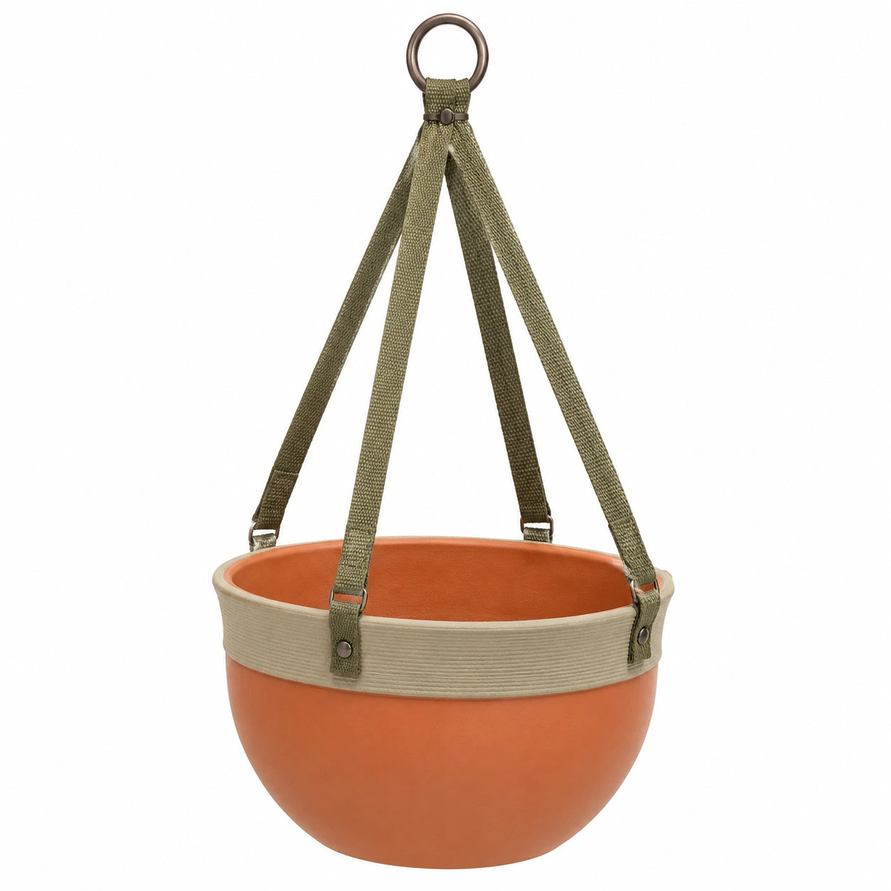 Pot Suspendu Orange et Kaki avec Sangles en Toile