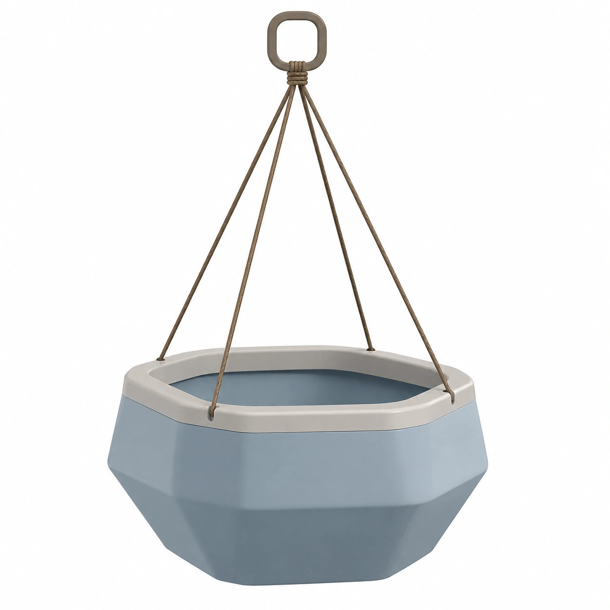 Pot de fleurs suspendu bleu moderne avec cordelette