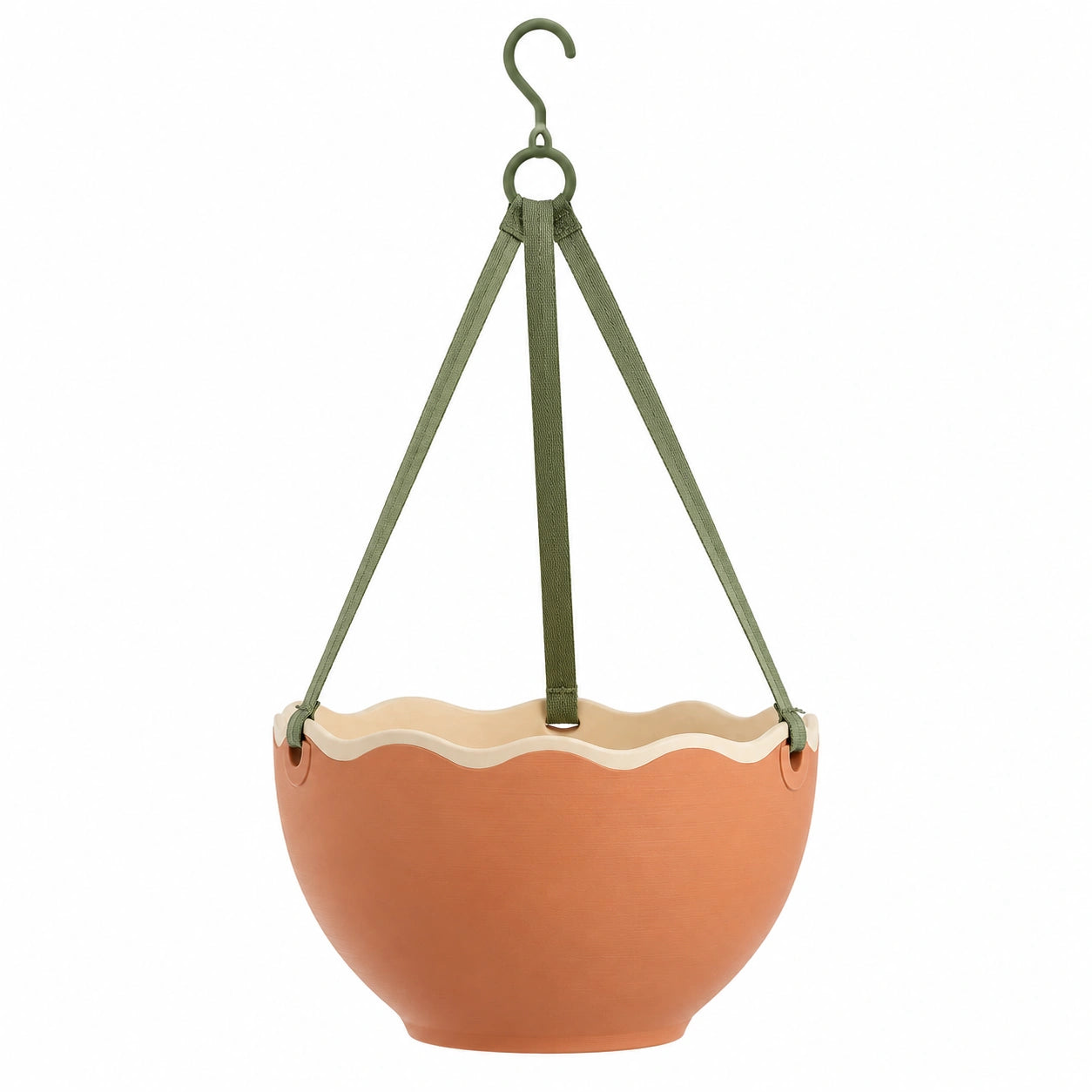 Pot de Fleur Suspendu 30 cm en Terre Cuite et Crème