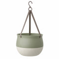 Pot de fleurs suspendu en vert et écru, 20 cm