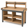 Table de Rempotage en Bois Naturel et Métal Gris avec Rangement