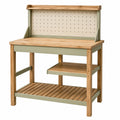 Table de Rempotage avec Étagères et Panneau - Bois/Vert