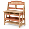 Table de Jardinage en Bois avec Étagères et Tiroirs - Bois Naturel et Orange