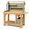 Table de jardinage naturel et vert avec étagères