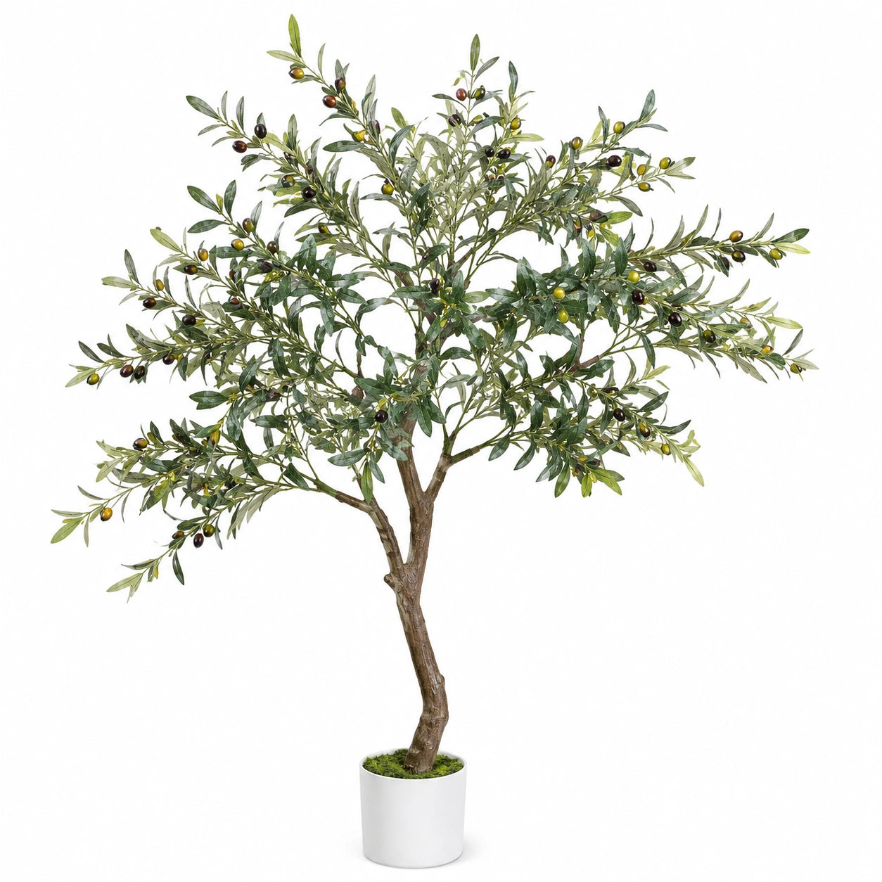 Olivier Artificiel Décoratif avec Pot Blanc, 150 cm