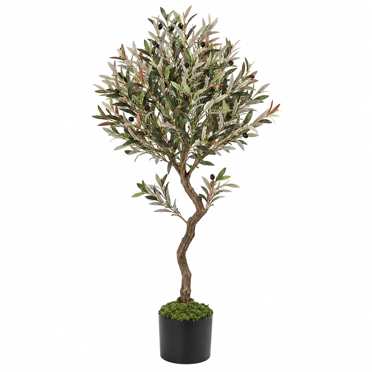 Arbre d'Olivier Artificiel 150cm avec Pot Noir, Vert et Marron