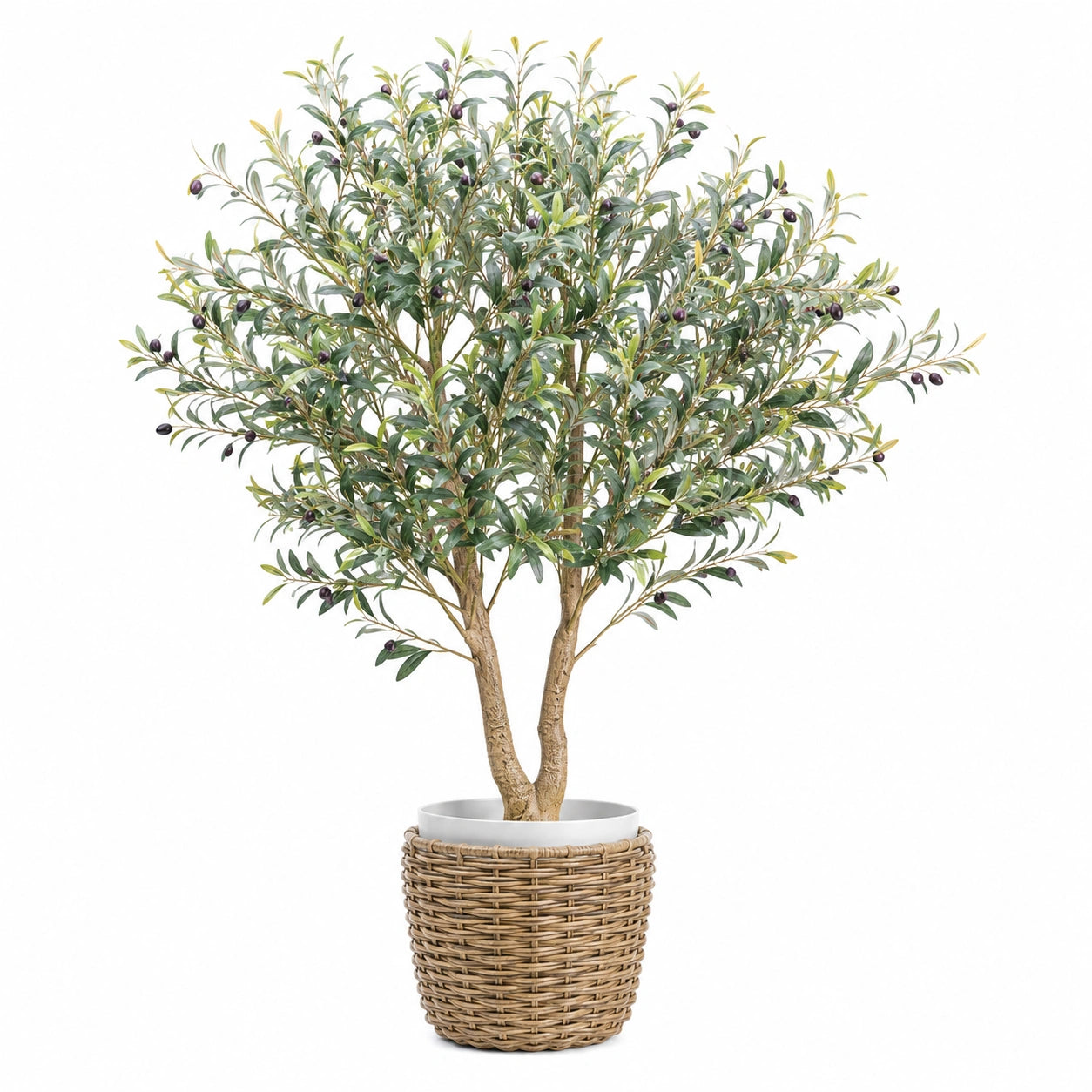 Arbre d'olivier artificiel avec pot en osier 160 cm