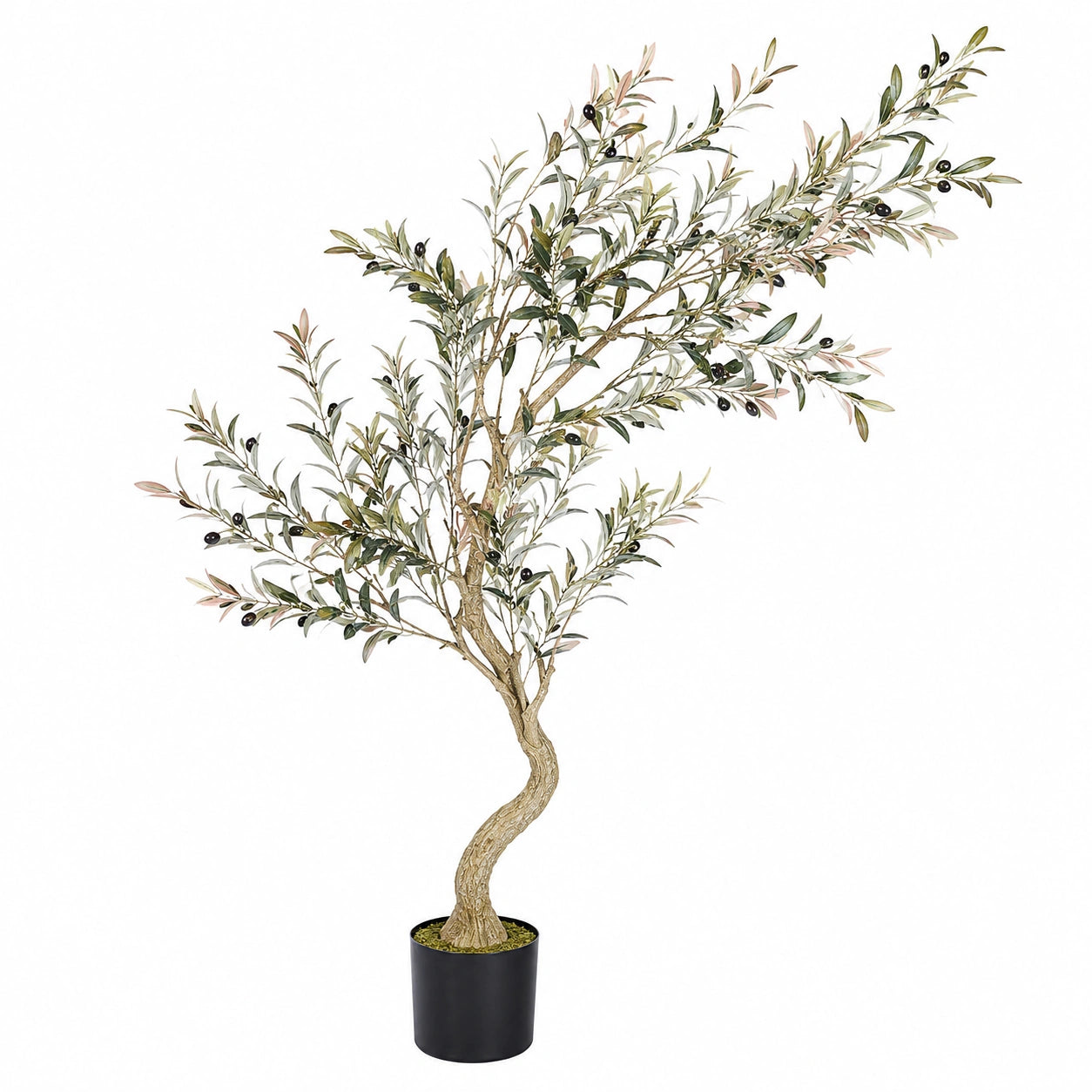 Arbre d'Olivier Artificiel 150 cm Vert et Noir en Pot