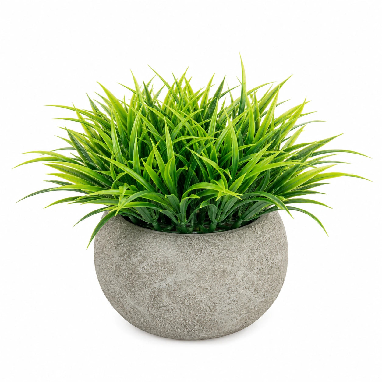 Plante artificielle verte avec pot décoratif gris, 20 cm
