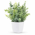 Plante Artificielle Verte en Pot Blanc, Hauteur 25 cm