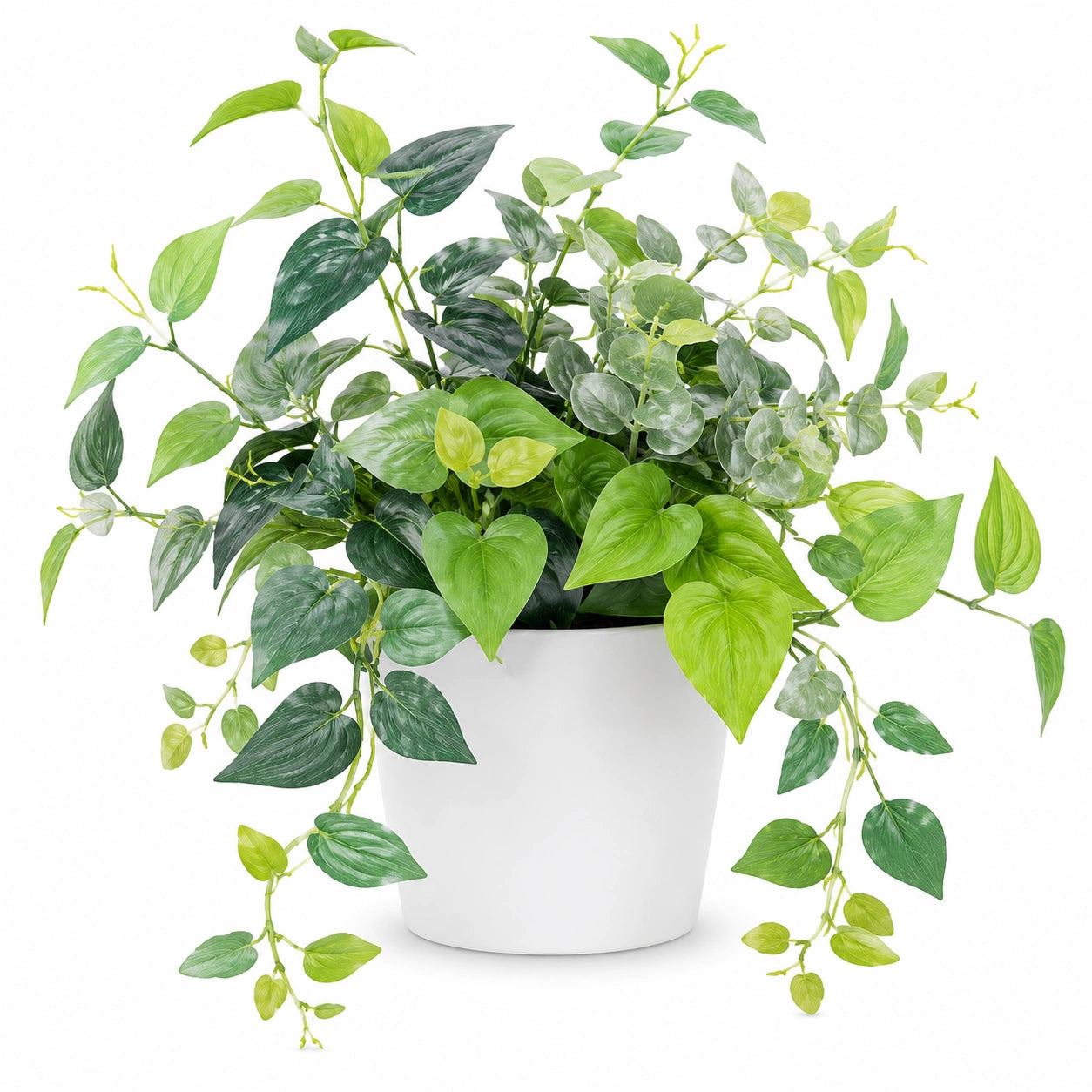 Plante Artificielle Feuillage Varié avec Pot Blanc 35 cm