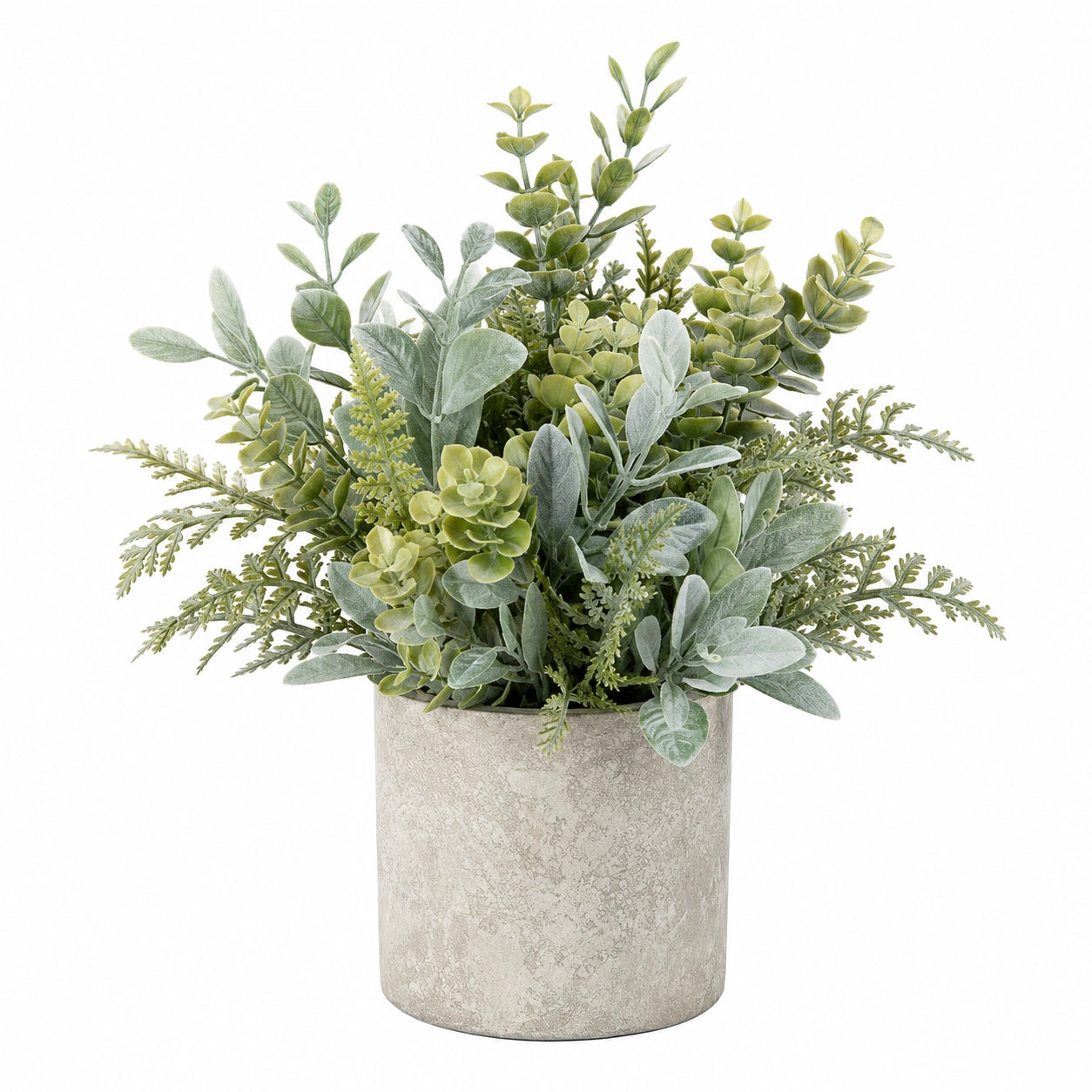 Plante Verte Artificielle avec Pot en Béton pour Décoration Intérieure, Hauteur 30 cm