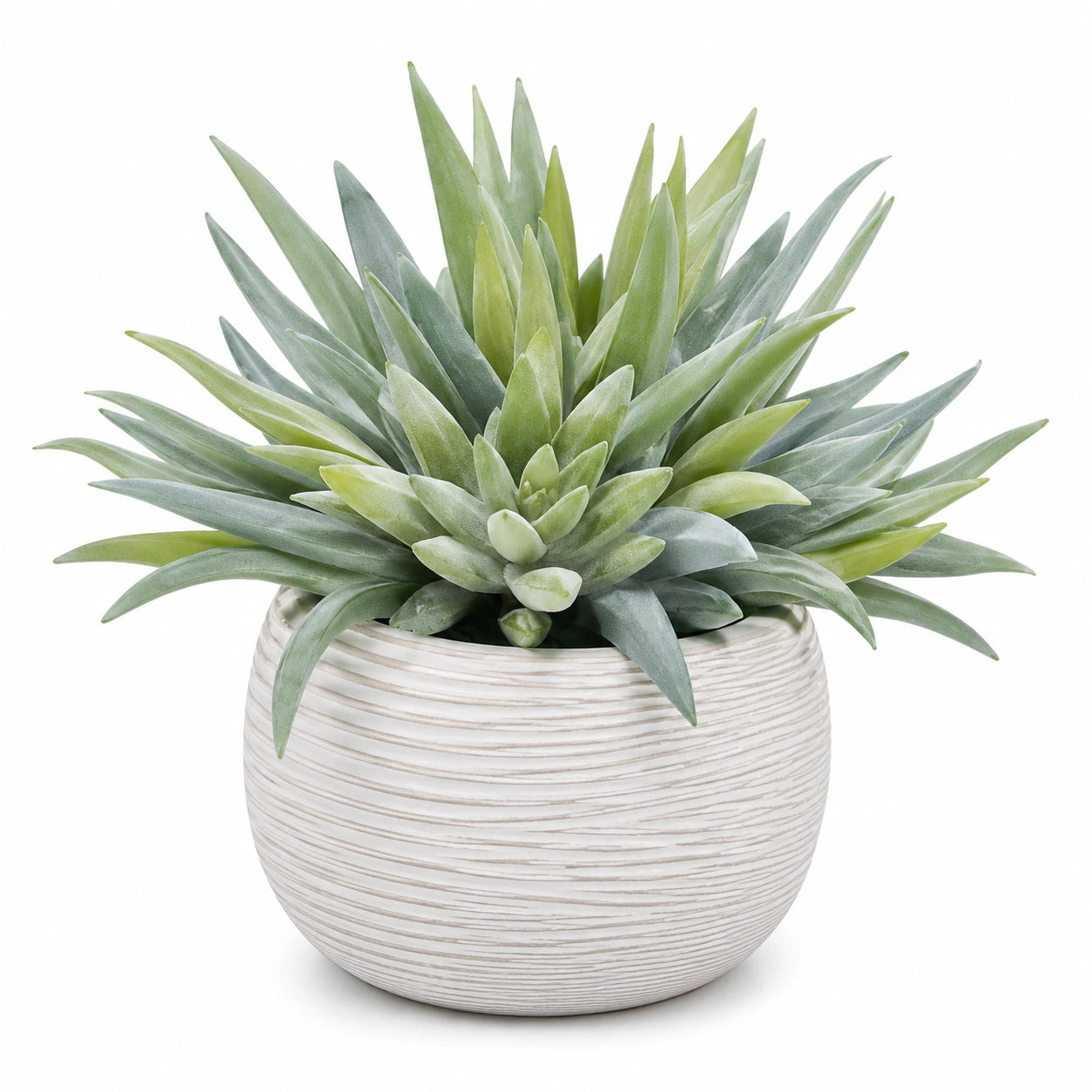 Plante Grasse Artificielle en Pot Décoratif 18cm Vert et Blanc