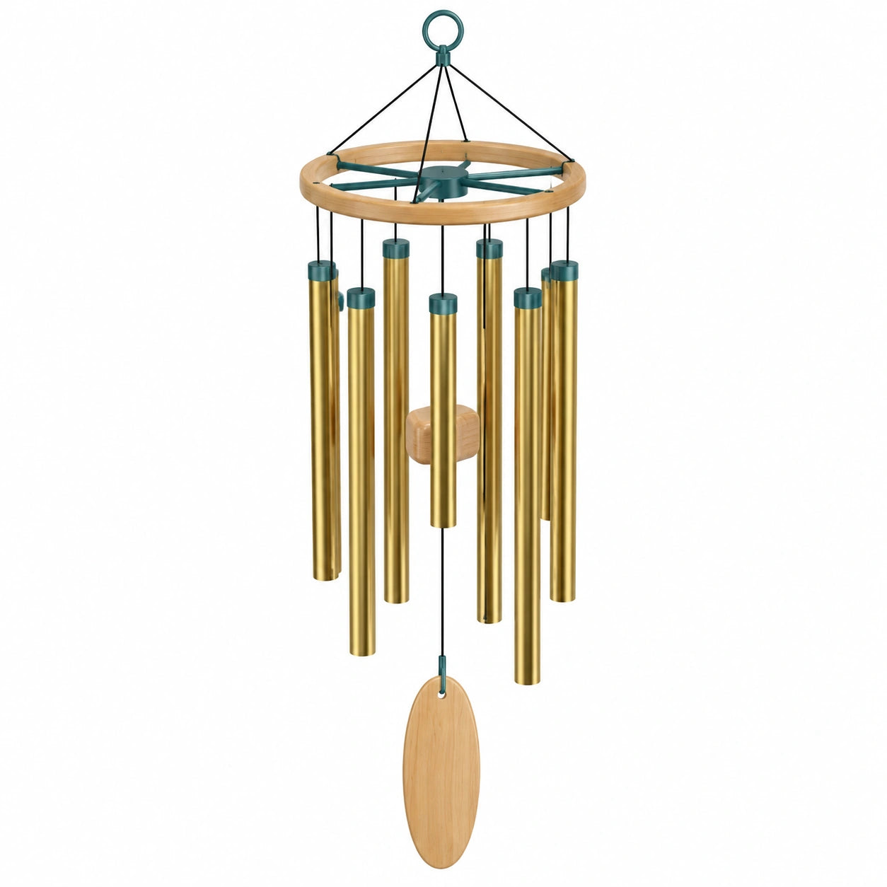 Carillon Éolien Doré et Bois avec 8 Tubes