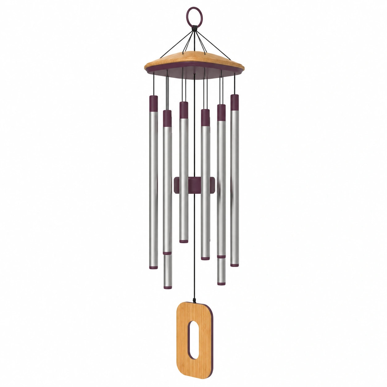 Carillon à vent en argenté et bois, 80 cm