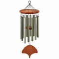 Carillon éolien en métal et bois, vert et argenté, 100 cm