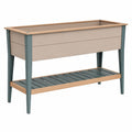 Jardinière surélevée beige et bleu avec étagère inférieure