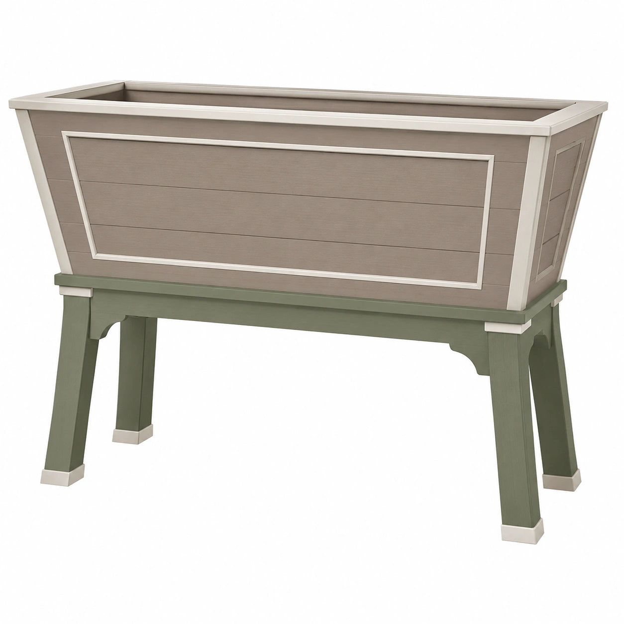 Jardinière surélevée beige et vert pour intérieur et extérieur