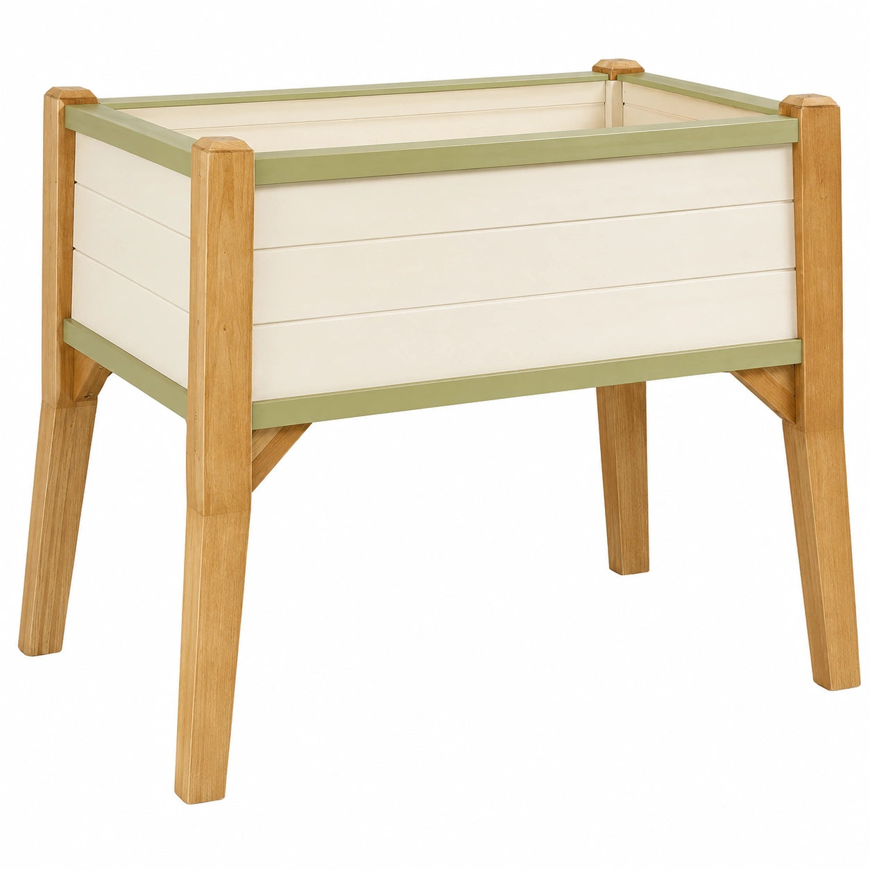Jardinière surélevée 80x40x60 cm beige/vert pour intérieur et extérieur
