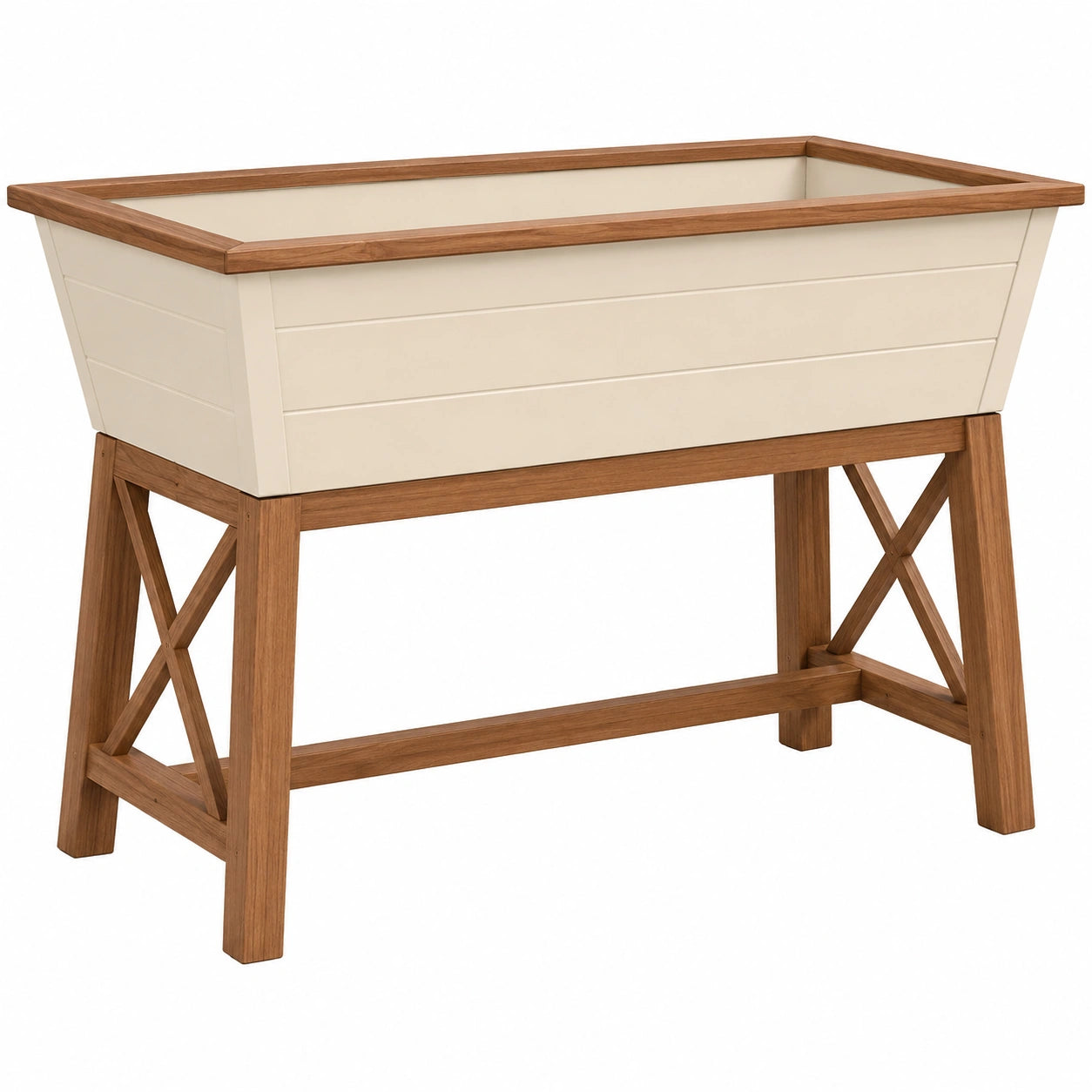 Jardinière Haute Beige avec Cadre en Bois pour Jardin