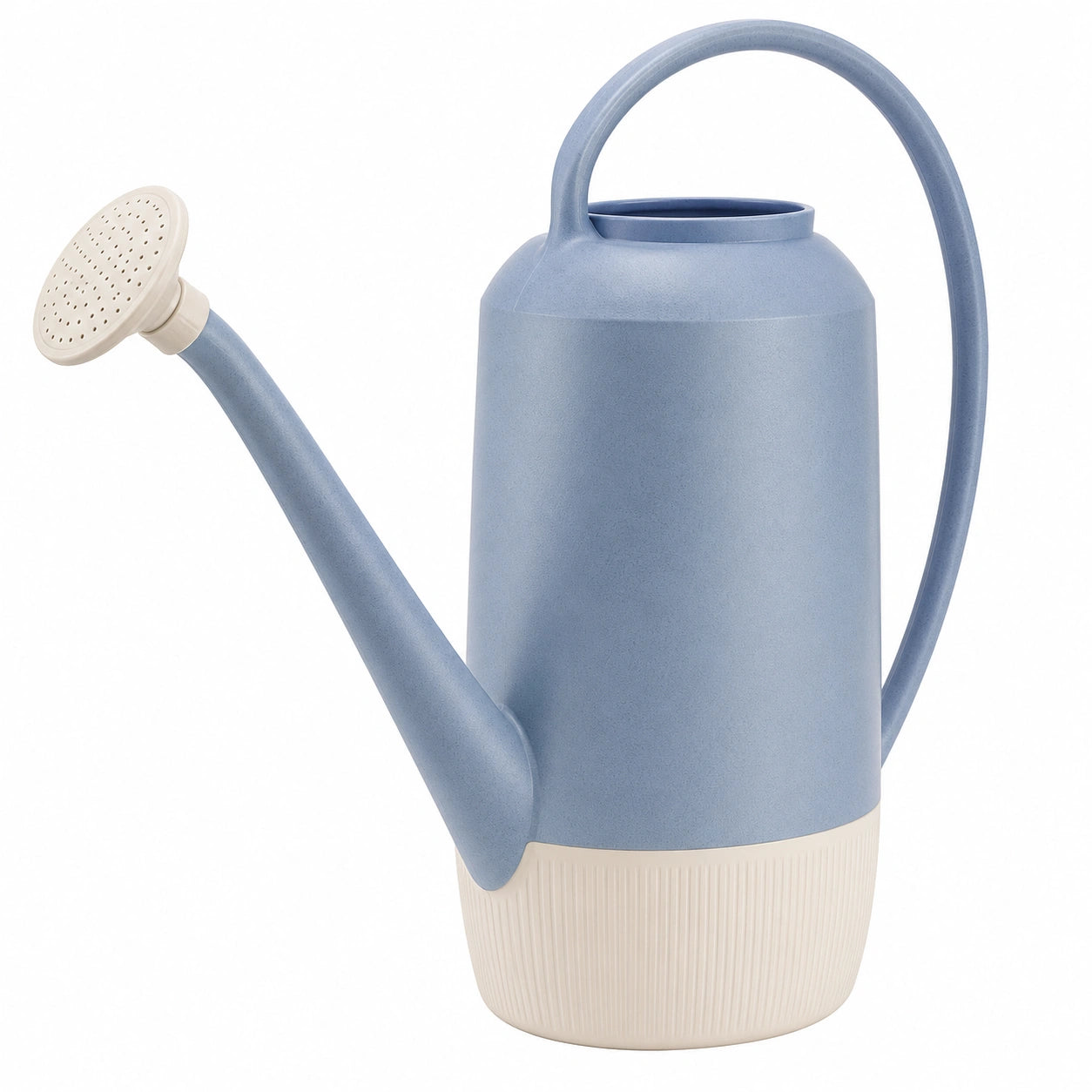 Arrosoir bleu et beige avec poignée ergonomique, capacité 5L