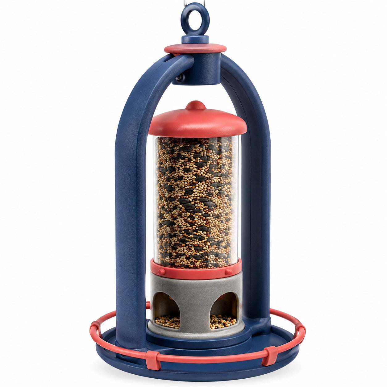 Mangeoire d'extérieur pour oiseaux bleu et rouge