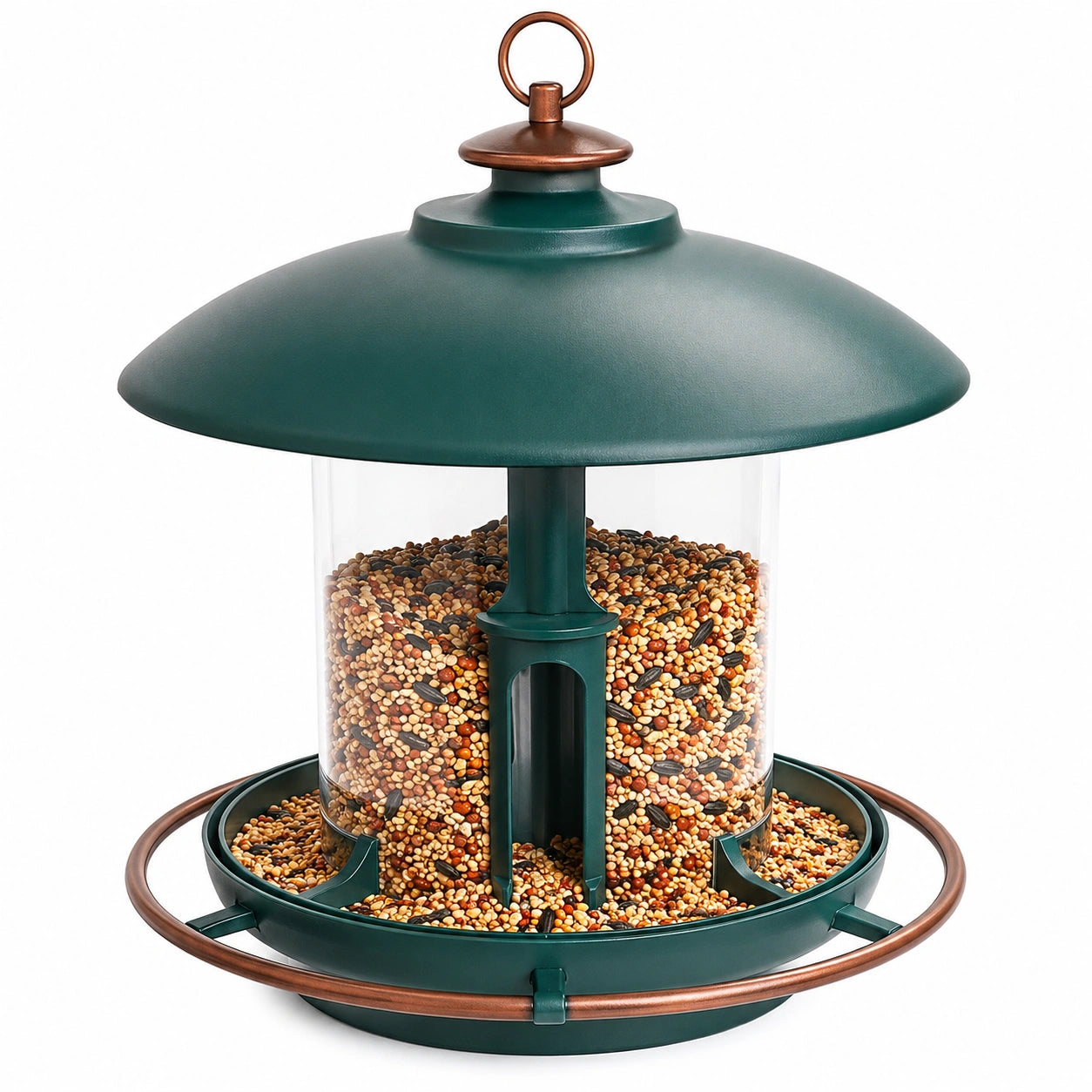 Mangeoire à Oiseaux Extérieure Verte avec Balcon et Toit en Métal